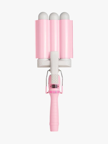 Mermade 1.25” Original Pro Waver pink hair waver on light gray background