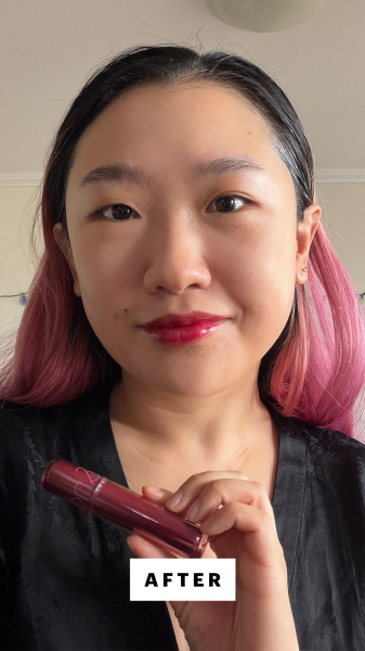 Allure commerce editor Sarah Han after applying the Romnd The Juicy Lasting Tint