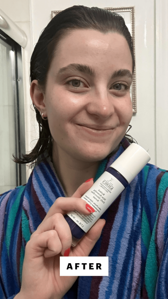 Allure senior commerce editor Sarah Felbin after applying Kiehls MicroDose AntiAging Retinol Serum